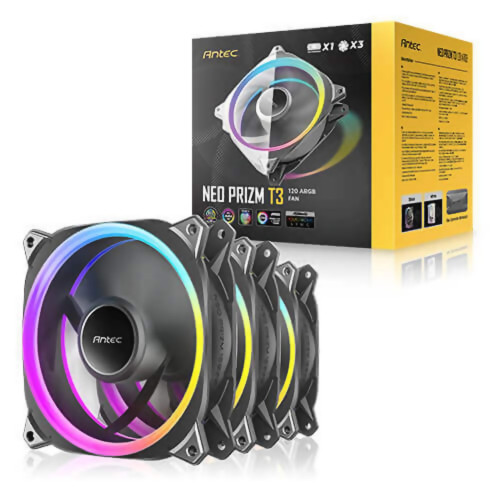 מאוורר למארז Antec Neo Prizm T3 120 ARGB x3 Fans