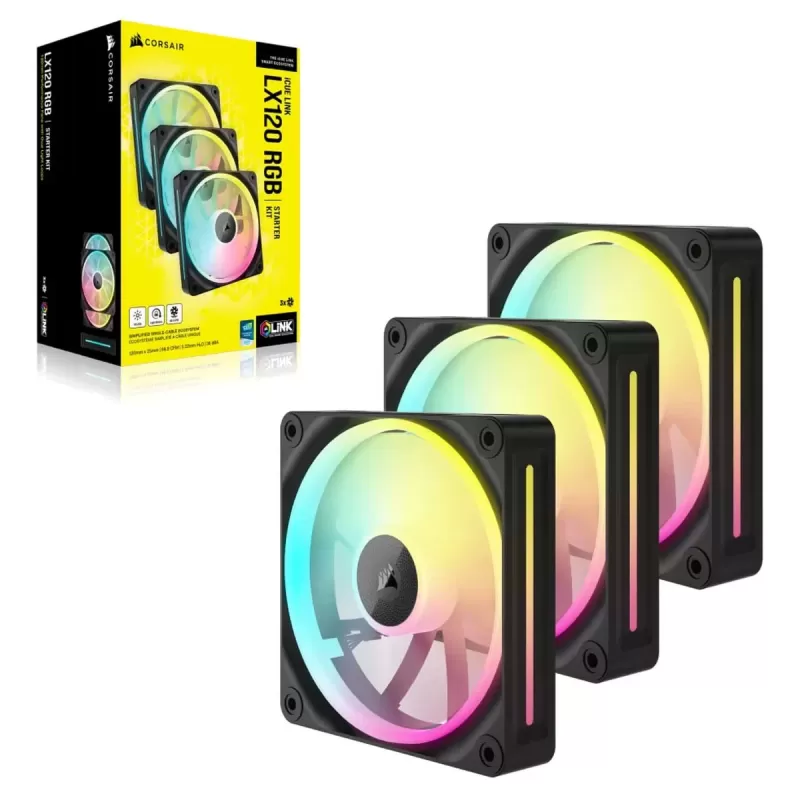Case Fan Corsair iCUE LINK LX120 RGB PWM 120mm 3x Fans Starter Kit