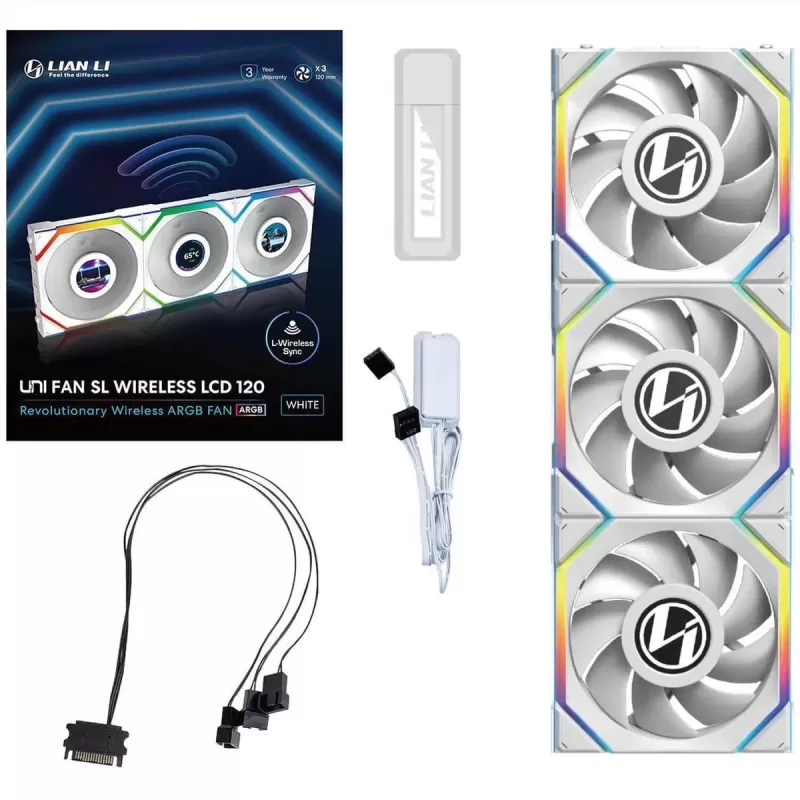 Case Fan LIAN-LI UNI SL Wireless LCD 120mm white 3xFans