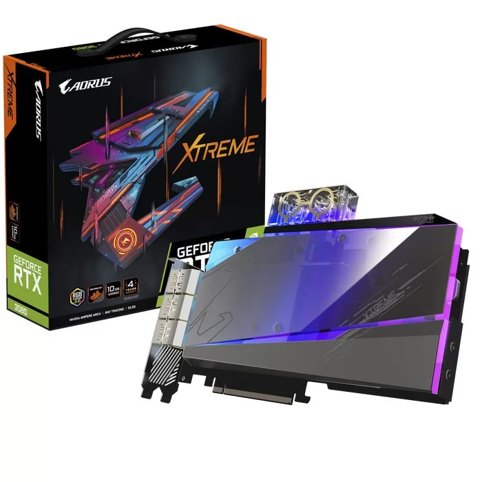 ВидеоКарта Gigabyte AORUS GeForce RTX 3080 XTREME WATERFORCE WB 10G GV-N3080AORUSX WB-10GD - официальный импортер
