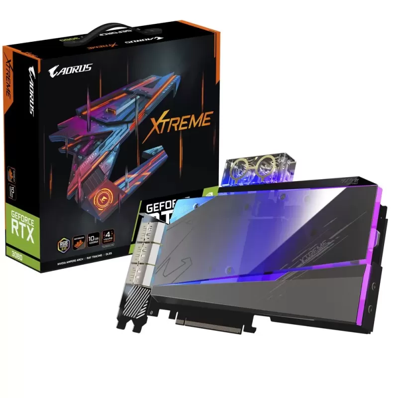 Video Card Gigabyte AORUS GeForce RTX 3080 XTREME WATERFORCE WB 10G LHR GV-N3080AORUSX WB-10GD (rev. 2.0) - official importer