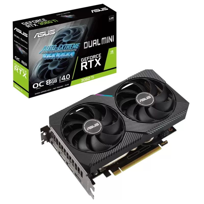 Video Card Asus DUAL GeForce RTX 3060 Ti V2 MINI OC Edition DUAL-RTX3060TI-O8G-MINI-V2