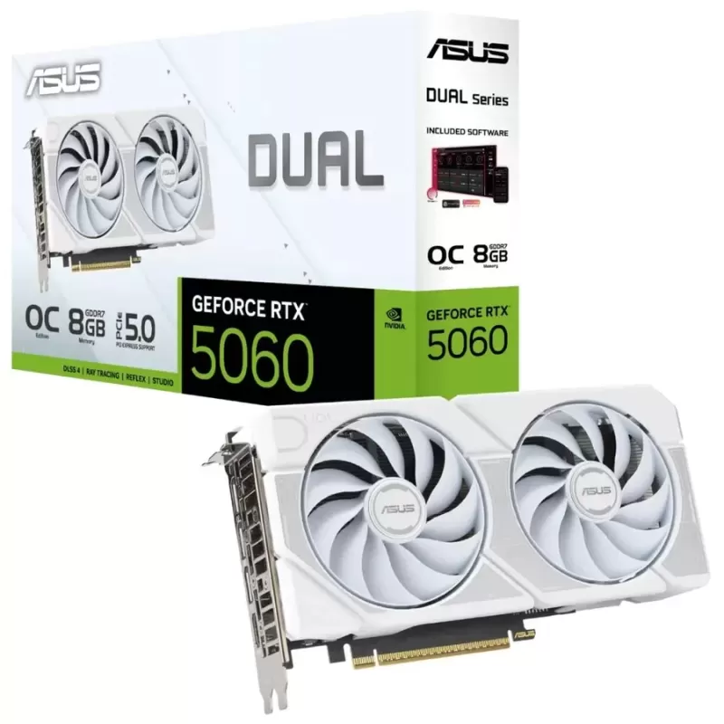 ВидеоКарта Asus Dual RTX 5060 OC 8GB GDDR7 white 90YV0N15-M0NA00