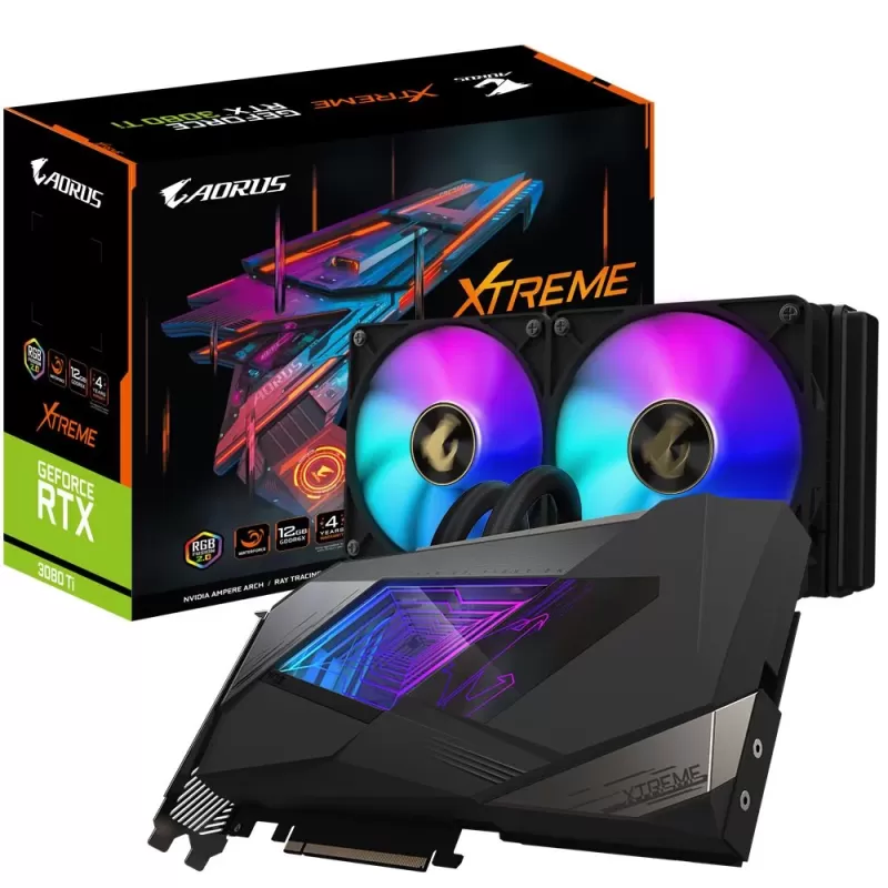 כרטיס מסך Gigabyte AORUS GeForce RTX 3080 Ti XTREME WATERFORCE 12G GV-N308TAORUSX W-12GD - יבואן רשמי