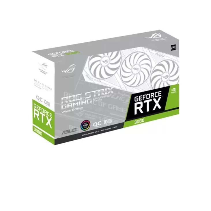 ВидеоКарта Asus ROG Strix GeForce RTX 3080 V2 White OC Edition 10GB GDDR6X with LHR ROG-STRIX-RTX3080-O10G WHITE-V2