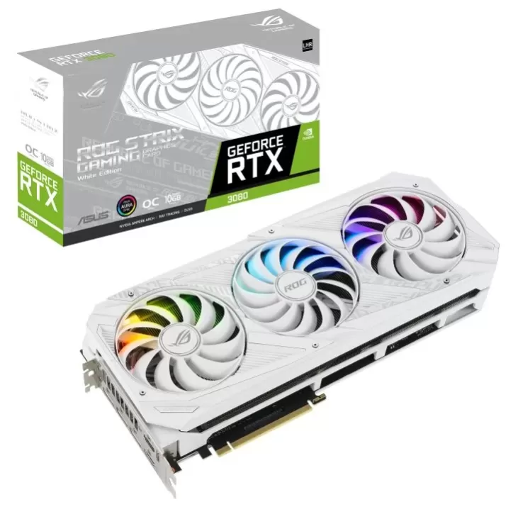 ВидеоКарта Asus ROG Strix GeForce RTX 3080 V2 White OC Edition 10GB GDDR6X with LHR ROG-STRIX-RTX3080-O10G WHITE-V2