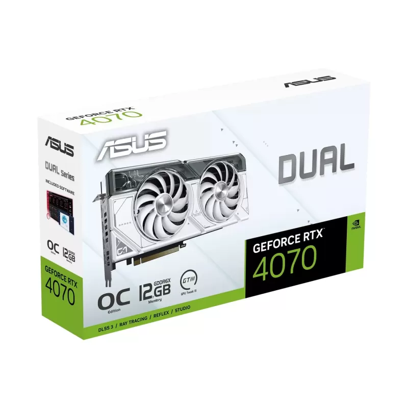 כרטיס מסך Asus Dual GeForce RTX 4070 White OC Edition 12GB GDDR6X 90YV0IZ4-M0NA00 כרטיס מסך Asus Dual GeForce RTX 4070 White OC Edition 12GB GDDR6X 90YV0IZ4-M0NA00