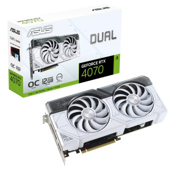 כרטיס מסך Asus Dual GeForce RTX 4070 White OC Edition 12GB GDDR6X כרטיס מסך Asus Dual GeForce RTX 4070 White OC Edition 12GB GDDR6X