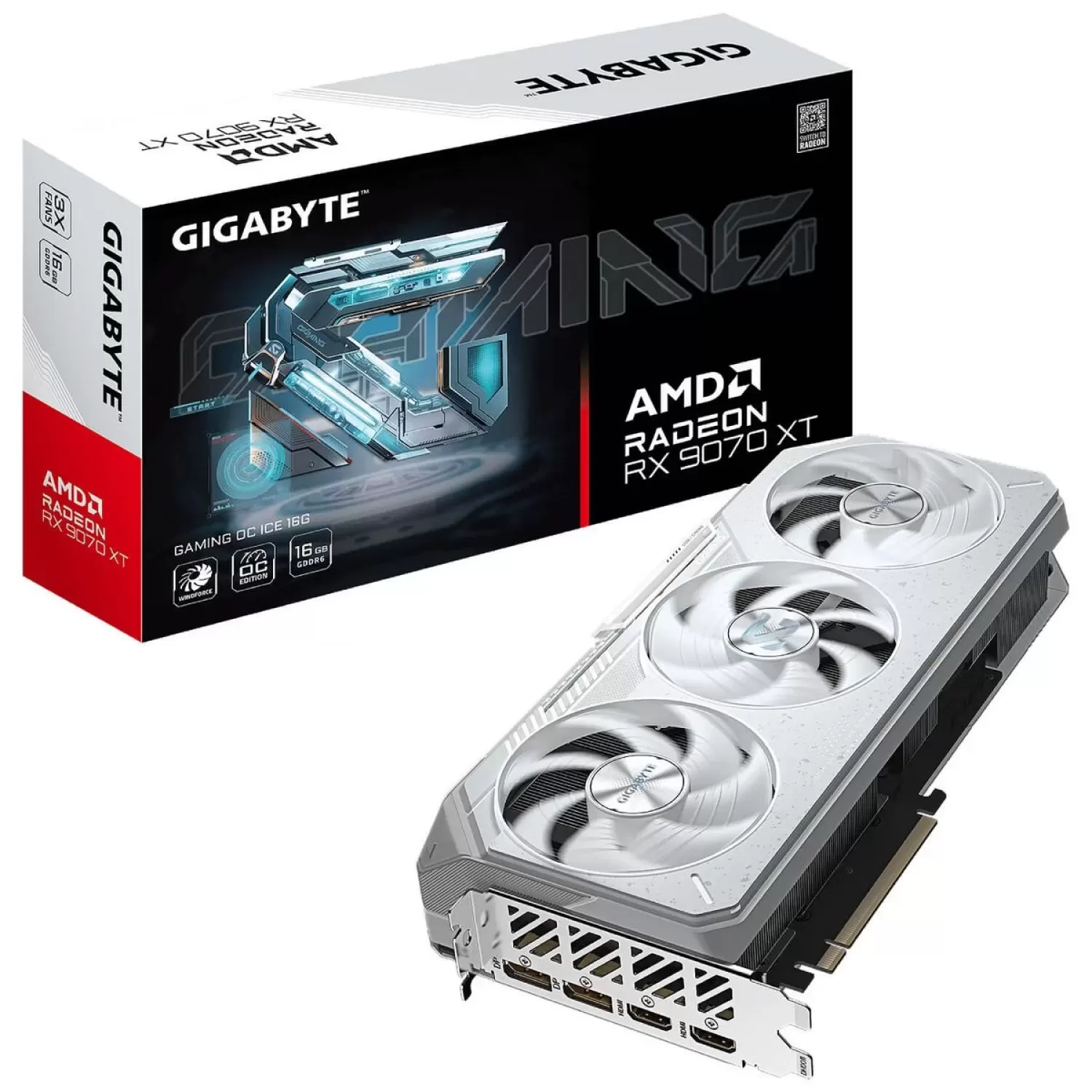 ВидеоКарта Gigabyte Radeon RX 9070 XT GAMING OC ICE 16G GV-R907XGAMINGOCICE-16GD