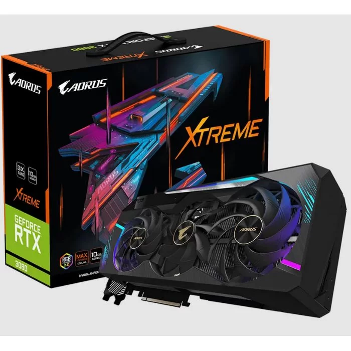 כרטיס מסך Gigabyte AORUS GeForce RTX 3080 XTREME 10G LHR GV-N3080AORUS X-10GD (rev. 2.0) - יבואן רשמי