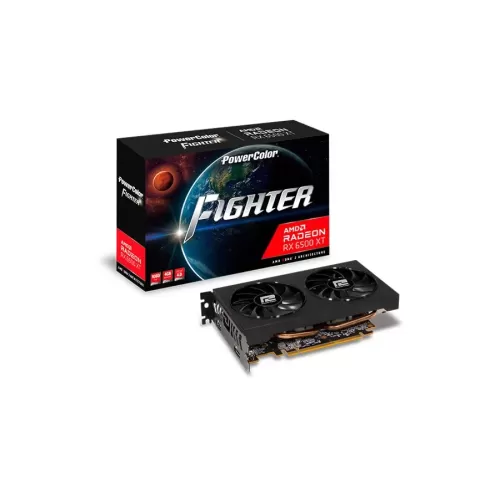כרטיס מסך PowerColor Fighter AMD Radeon RX 6500 XT 4GB GDDR6 AXRX6500XT4GBD6DH-OC כרטיס מסך PowerColor Fighter AMD Radeon RX 6500 XT 4GB GDDR6 AXRX6500XT4GBD6DH-OC