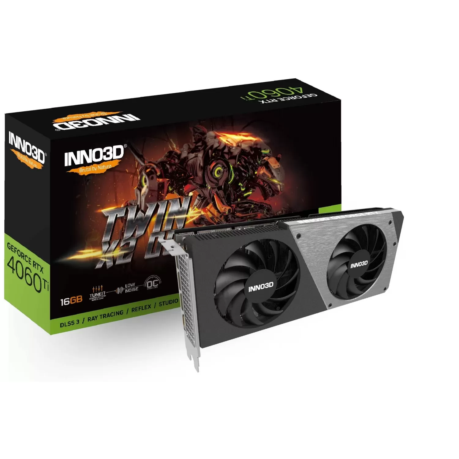 ВидеоКарта Inno3D GeForce RTX 4060 Ti 16GB TWIN X2 OC N406T2-16D6X-178055N Box