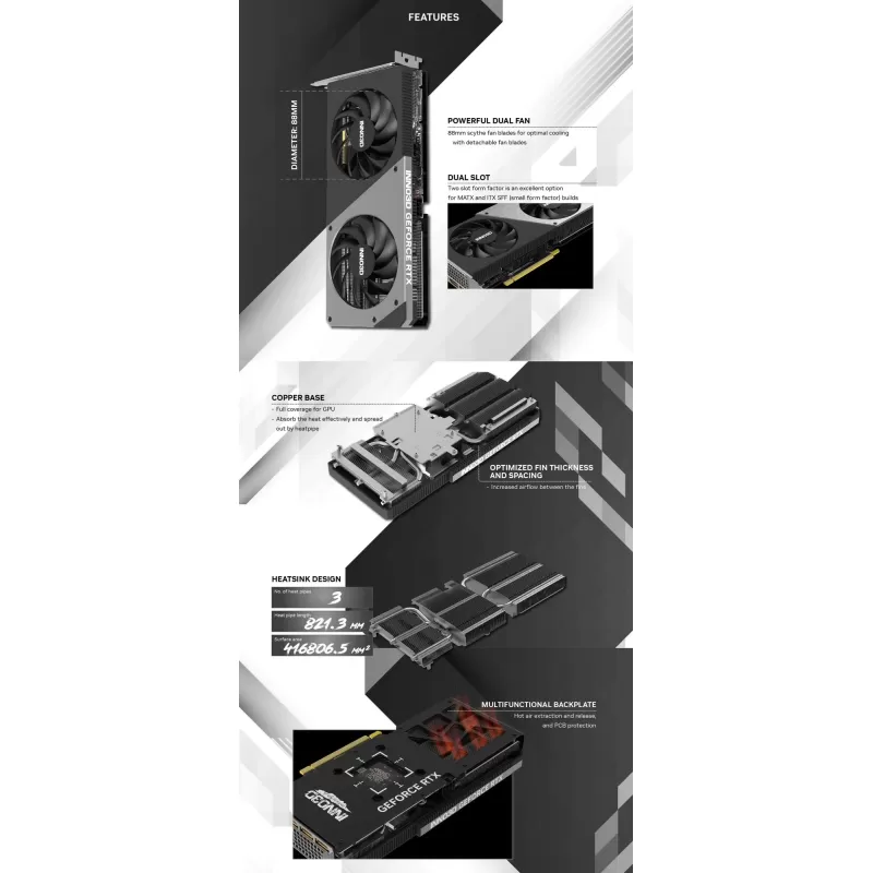 Video Card Inno3D GeForce RTX 4060 Ti 16GB TWIN X2 OC N406T2-16D6X-178055N Box
