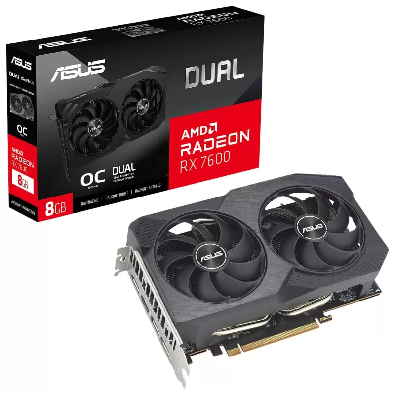 Video Card Asus Dual RX 7600 V2 OC Edition 8GB GDDR6 90YV0IH2-M0NA00 Video Card Asus Dual RX 7600 V2 OC Edition 8GB GDDR6 90YV0IH2-M0NA00