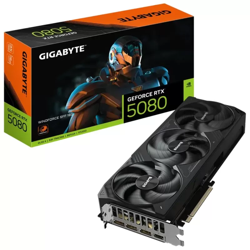 ВидеоКарта Gigabyte GeForce RTX 5080 WINDFORCE SFF 16G GV-N5080WF3-16GD