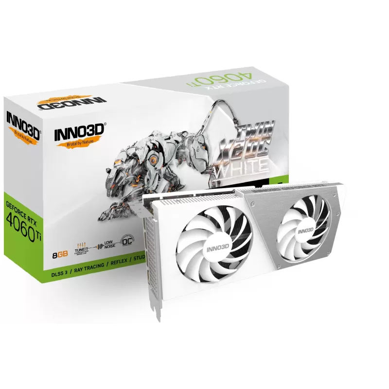 Video Card Inno3D GEFORCE RTX 4060 Ti 8GB TWIN X2 OC WHITE N406T2-08D6X-171153W