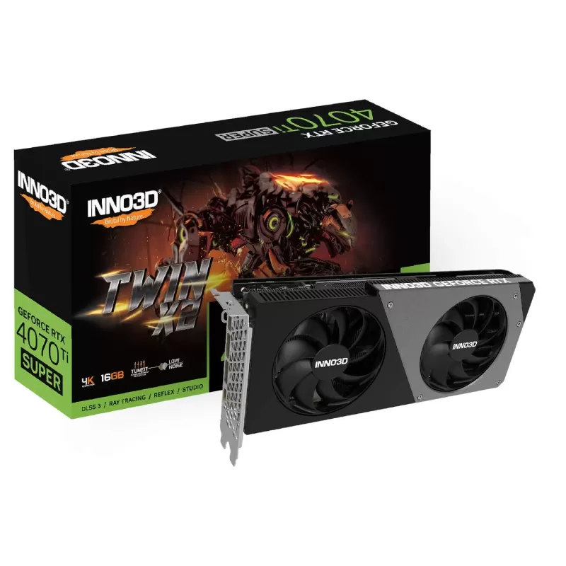 כרטיס מסך Inno3D GeForce RTX 4070 Ti SUPER TWIN X2 N407TS2-166X-186156N כרטיס מסך Inno3D GeForce RTX 4070 Ti SUPER TWIN X2 N407TS2-166X-186156N