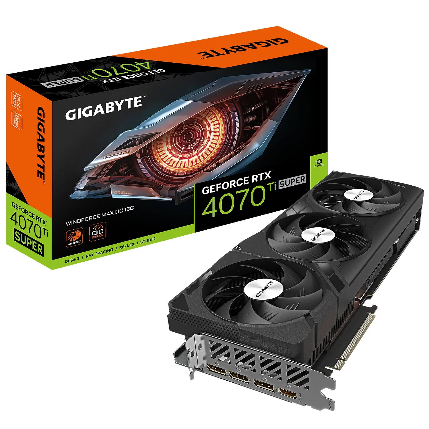 ВидеоКарта Gigabyte GeForce RTX­­ 4070 Ti SUPER WINDFORCE MAX OC 16G GV-N407TSWF3MAX OC-16GD