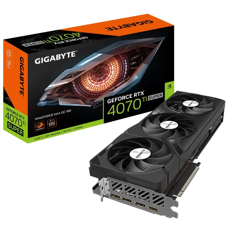 כרטיס מסך Gigabyte GeForce RTX 4070 Ti SUPER WINDFORCE MAX OC 16G GV-N407TSWF3MAX OC-16GD כרטיס מסך Gigabyte GeForce RTX 4070 Ti SUPER WINDFORCE MAX OC 16G GV-N407TSWF3MAX OC-16GD