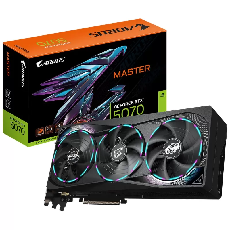 כרטיס מסך Gigabyte AORUS GeForce RTX 5070 MASTER 12G GV-N5070AORUS M-12GD כרטיס מסך Gigabyte AORUS GeForce RTX 5070 MASTER 12G GV-N5070AORUS M-12GD