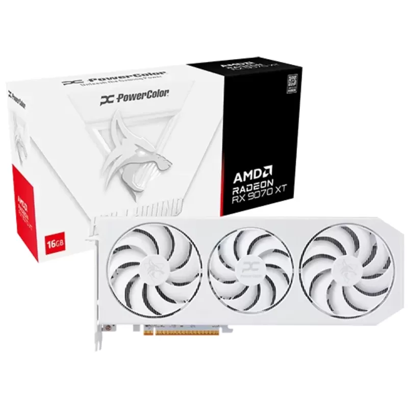 Case, mouse, and graphics card PowerColor ALPHYN AM10 + Hellhound Spectral white RX 9070 XT 16GB GDDR6 RX9070XT16G-LOCWHITE