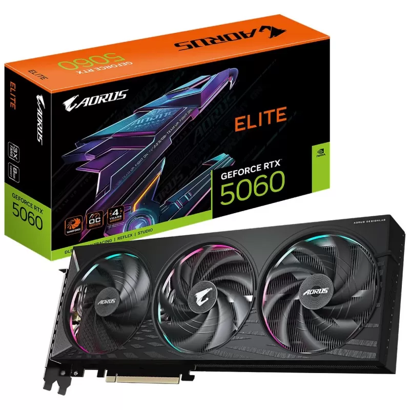 כרטיס מסך Gigabyte AORUS GeForce RTX 5060 ELITE 8G GV-N5060AORUS E-8GD
