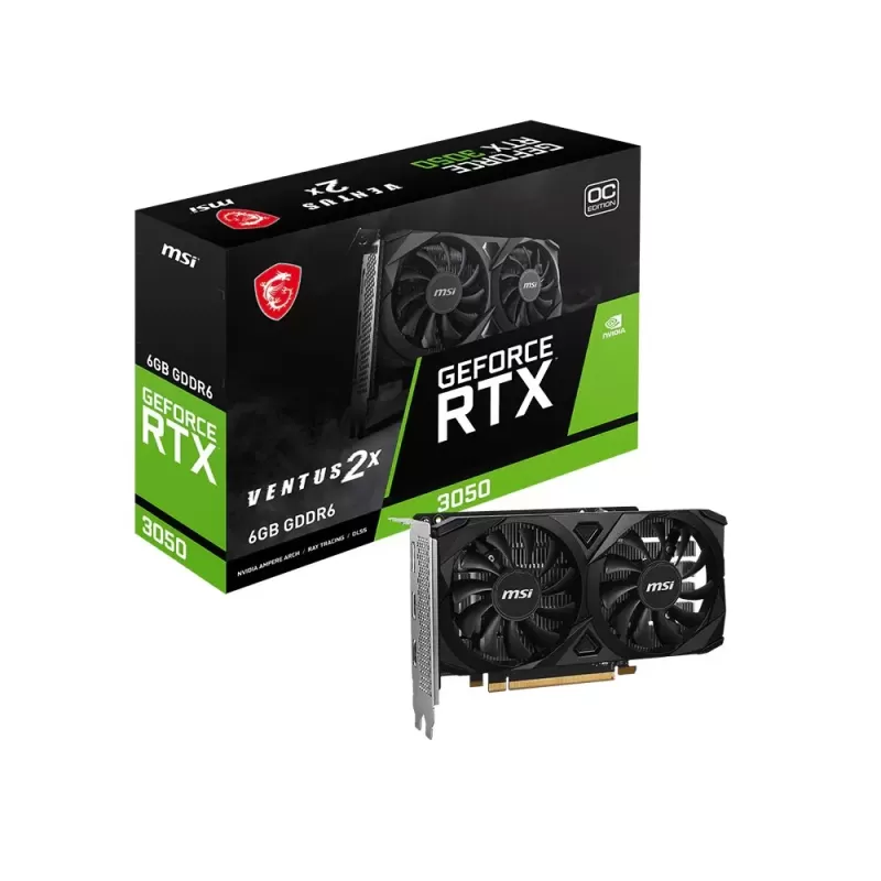 כרטיס מסך MSI GeForce RTX 3050 VENTUS 2X E 6G OC NVIDIA GeForce RTX 3050