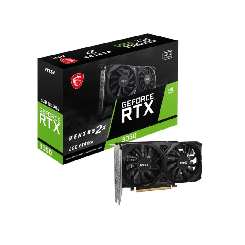 כרטיס מסך MSI GeForce RTX 3050 VENTUS 2X E 6G OC NVIDIA GeForce RTX 3050