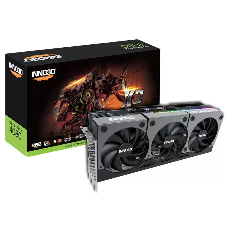 כרטיס מסך Inno3D GEFORCE RTX 4080 16GB X3 N40803-166X-187049N כרטיס מסך Inno3D GEFORCE RTX 4080 16GB X3 N40803-166X-187049N