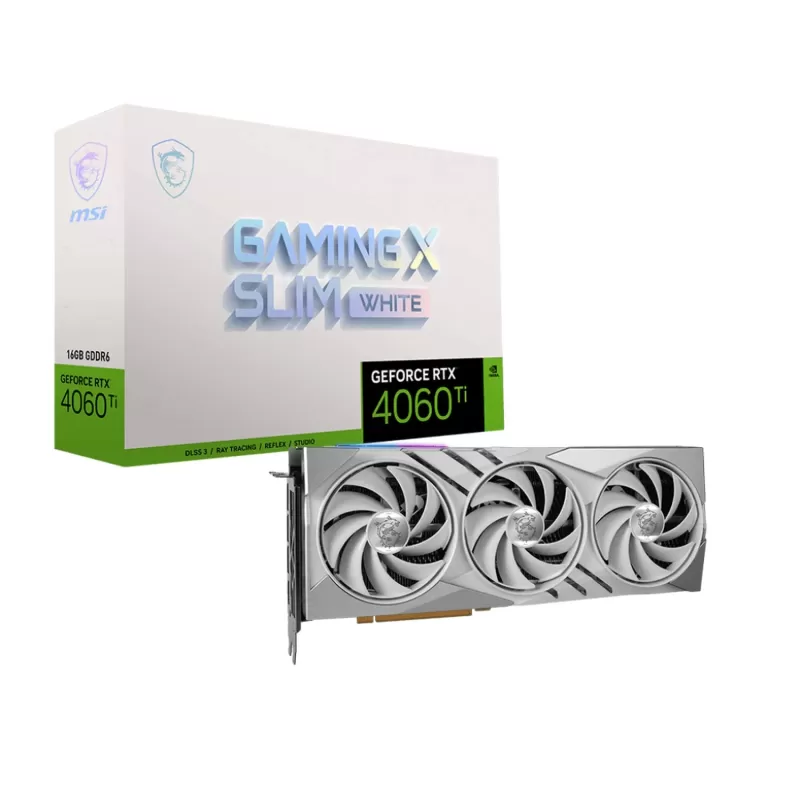 כרטיס מסך MSI GeForce RTX 4060 Ti GAMING X SLIM WHITE 16G NVIDIA GeForce RTX 4060 Ti כרטיס מסך MSI GeForce RTX 4060 Ti GAMING X SLIM WHITE 16G NVIDIA GeForce RTX 4060 Ti