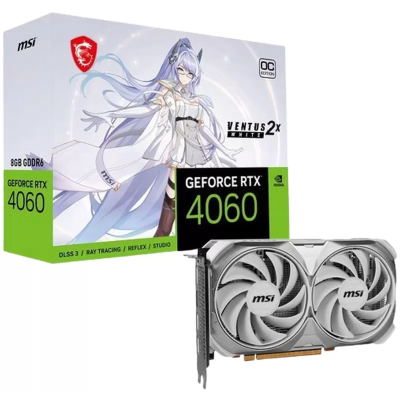 כרטיס מסך MSI GeForce RTX 4060 VENTUS 2X WHITE 8G OC VTS NVIDIA GeForce RTX 4060