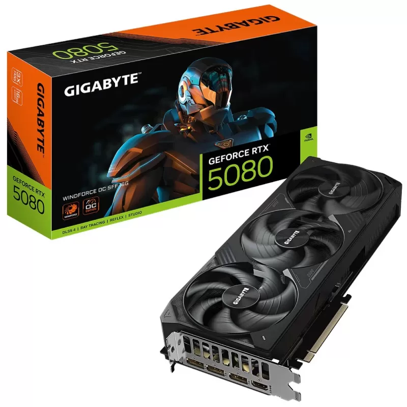 ВидеоКарта Gigabyte GeForce RTX 5080 WINDFORCE OC SFF 16G GV-N5080WF3OC-16GD