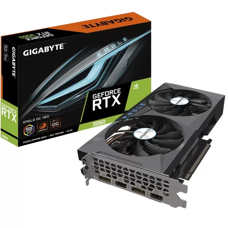כרטיס מסך Gigabyte GeForce RTX 3060 EAGLE 12G GV-N3060EAGLE-12GD (rev. 2.0) LHR - יבואן רשמי