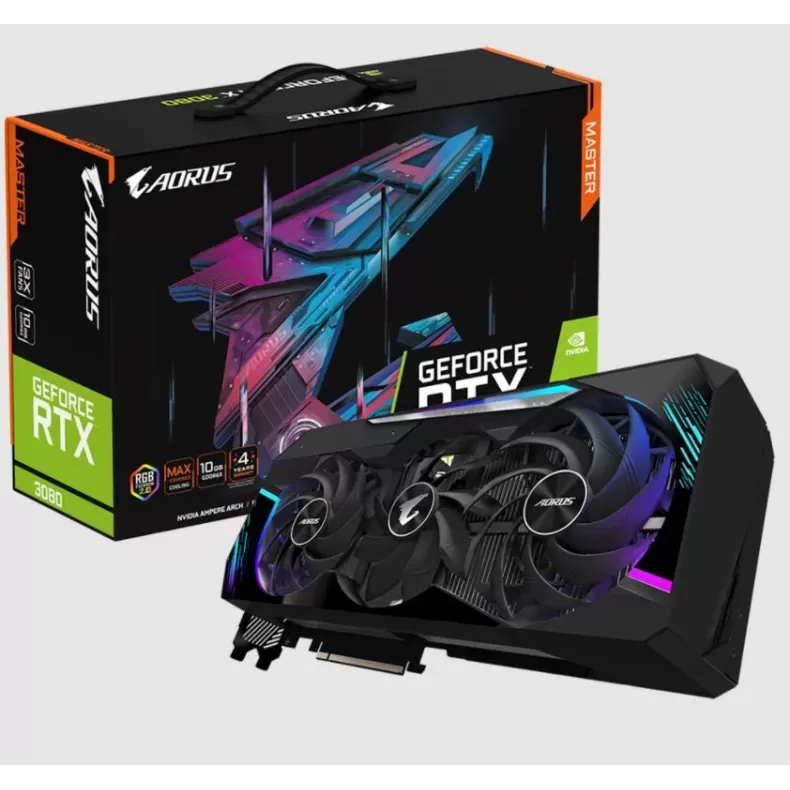 כרטיס מסך Gigabyte AORUS GeForce RTX 3080 MASTER 10G GV-N3080AORUS M-10GD (rev. 2.0) LHR - יבואן רשמי כרטיס מסך Gigabyte AORUS GeForce RTX 3080 MASTER 10G GV-N3080AORUS M-10GD (rev. 2.0) LHR - יבואן רשמי