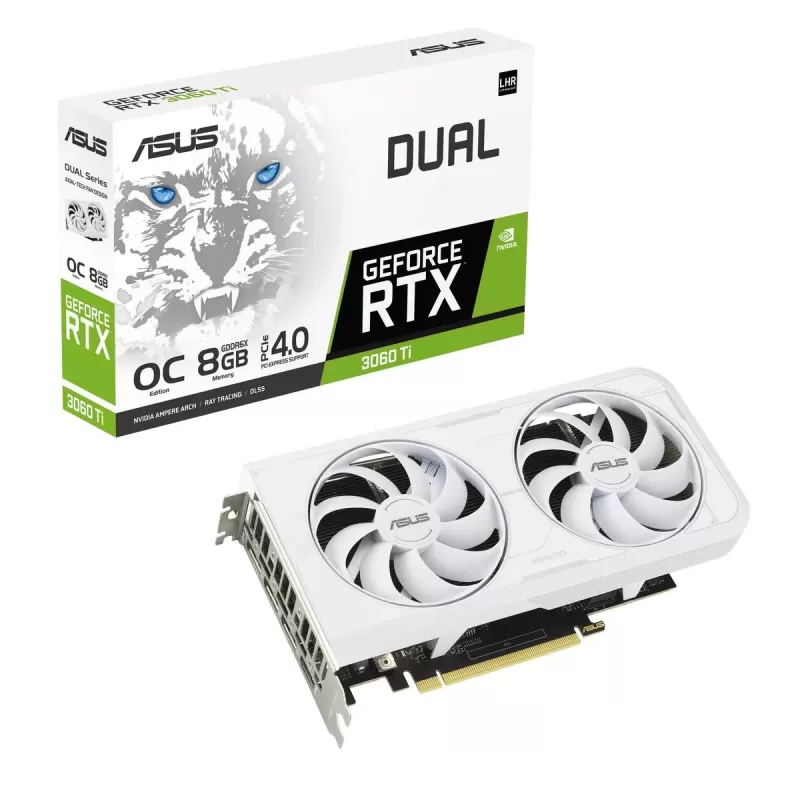 כרטיס מסך Asus Dual GeForce RTX 3060 Ti White OC Edition 8GB GDDR6X 90YV0IP2-M0NA00 כרטיס מסך Asus Dual GeForce RTX 3060 Ti White OC Edition 8GB GDDR6X 90YV0IP2-M0NA00