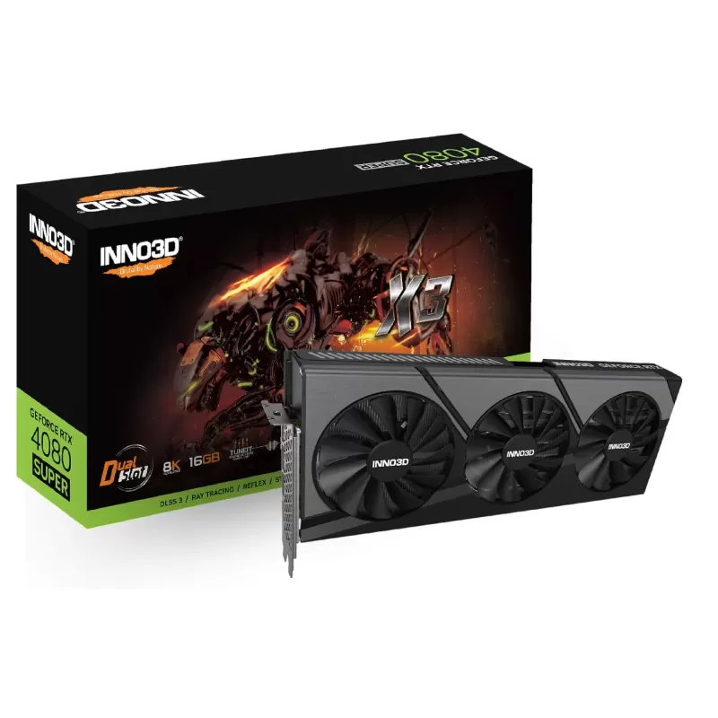 כרטיס מסך Inno3D GEFORCE RTX 4080 SUPER X3 N408S3-166X-18703552 כרטיס מסך Inno3D GEFORCE RTX 4080 SUPER X3 N408S3-166X-18703552