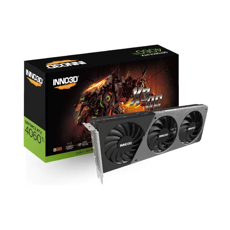 Video Card Inno3D GeForce RTX 4060 Ti 8GB X3 OC N406T3-08D6X-171153L Video Card Inno3D GeForce RTX 4060 Ti 8GB X3 OC N406T3-08D6X-171153L