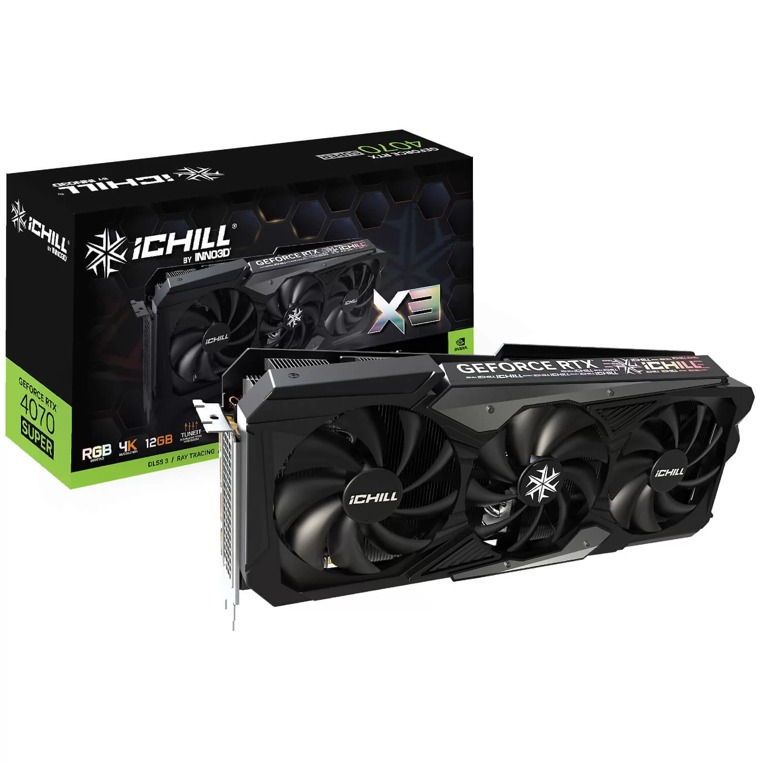 ВидеоКарта Inno3D GeForce RTX 4070 SUPER iCHILL X3 C407S3-126XX-186148H