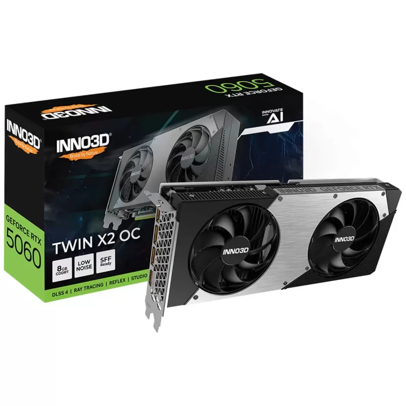 Video Card Inno3D GeForce RTX 5060 TWIN X2 OC 8GB N50602-08D7X-195070N