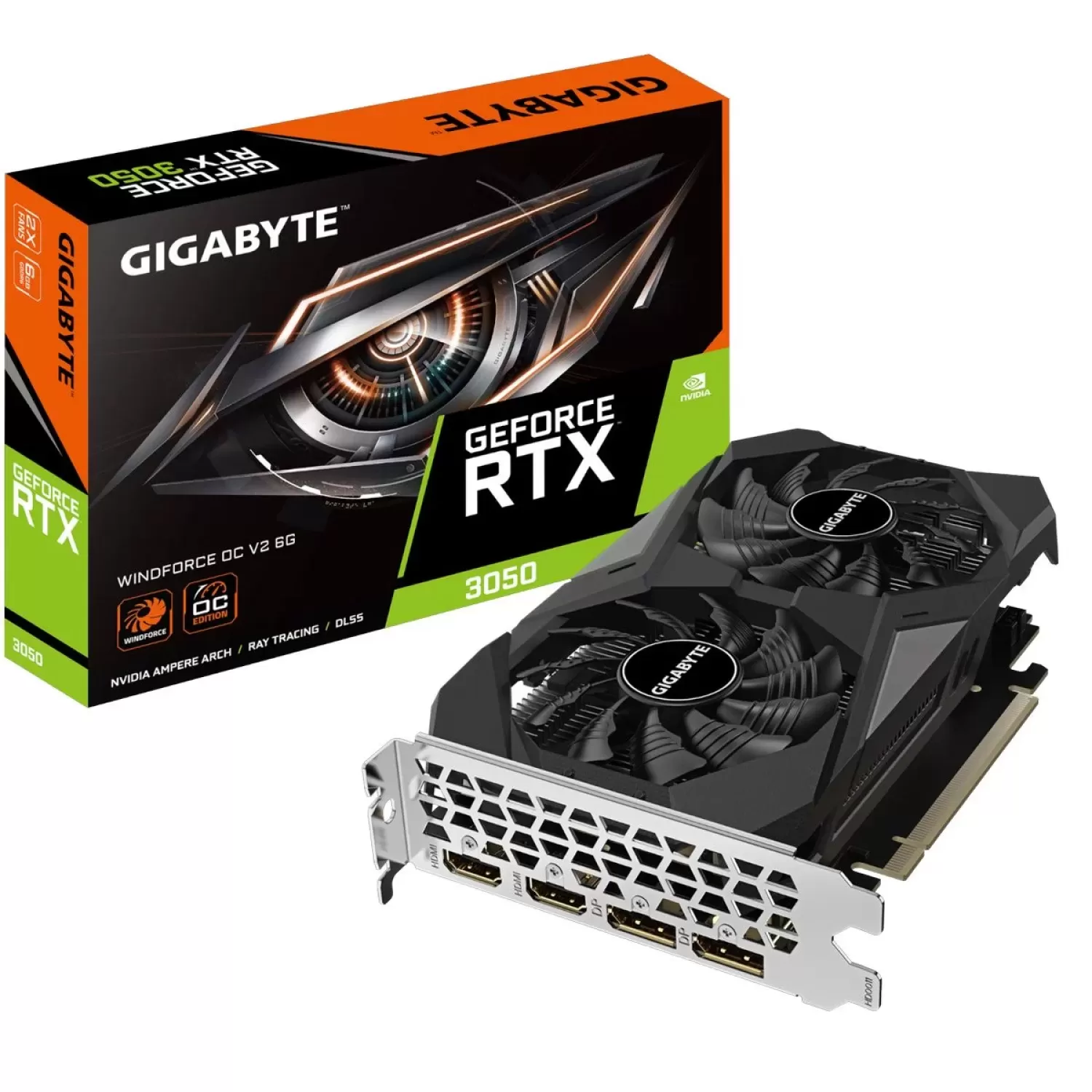 Video Card Gigabyte GeForce RTX 3050 WINDFORCE OC V2 6G GV-N3050WF2OCV2-6GD