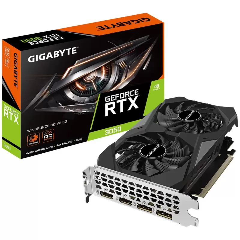 כרטיס מסך Gigabyte GeForce RTX 3050 WINDFORCE OC V2 6G GV-N3050WF2OCV2-6GD