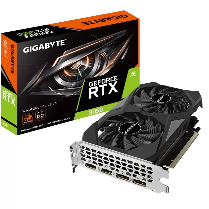כרטיס מסך Gigabyte GeForce RTX 3050 WINDFORCE OC V2 6G GV-N3050WF2OCV2-6GD