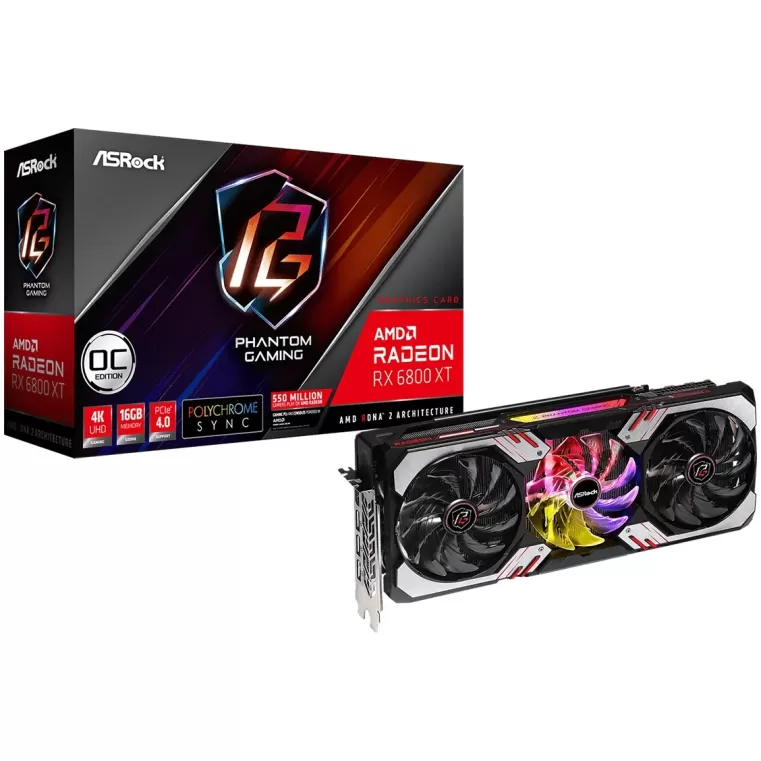 Video Card ASRock Radeon RX 6800 XT Phantom Gaming D 16G OC RX6800XT PGD 16GO