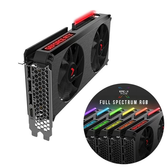 כרטיס מסך PNY GeForce RTX 3060 12GB XLR8 Gaming REVEL EPIC-X RGB Dual Fan Edition VCG306012DFXPPB