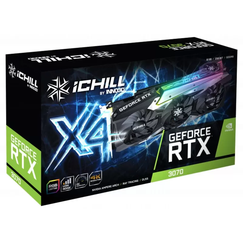 כרטיס מסך Inno3D GEFORCE RTX 3070 ICHILL X4 LHR C30704-08D6X-1710VA35H כרטיס מסך Inno3D GEFORCE RTX 3070 ICHILL X4 LHR C30704-08D6X-1710VA35H