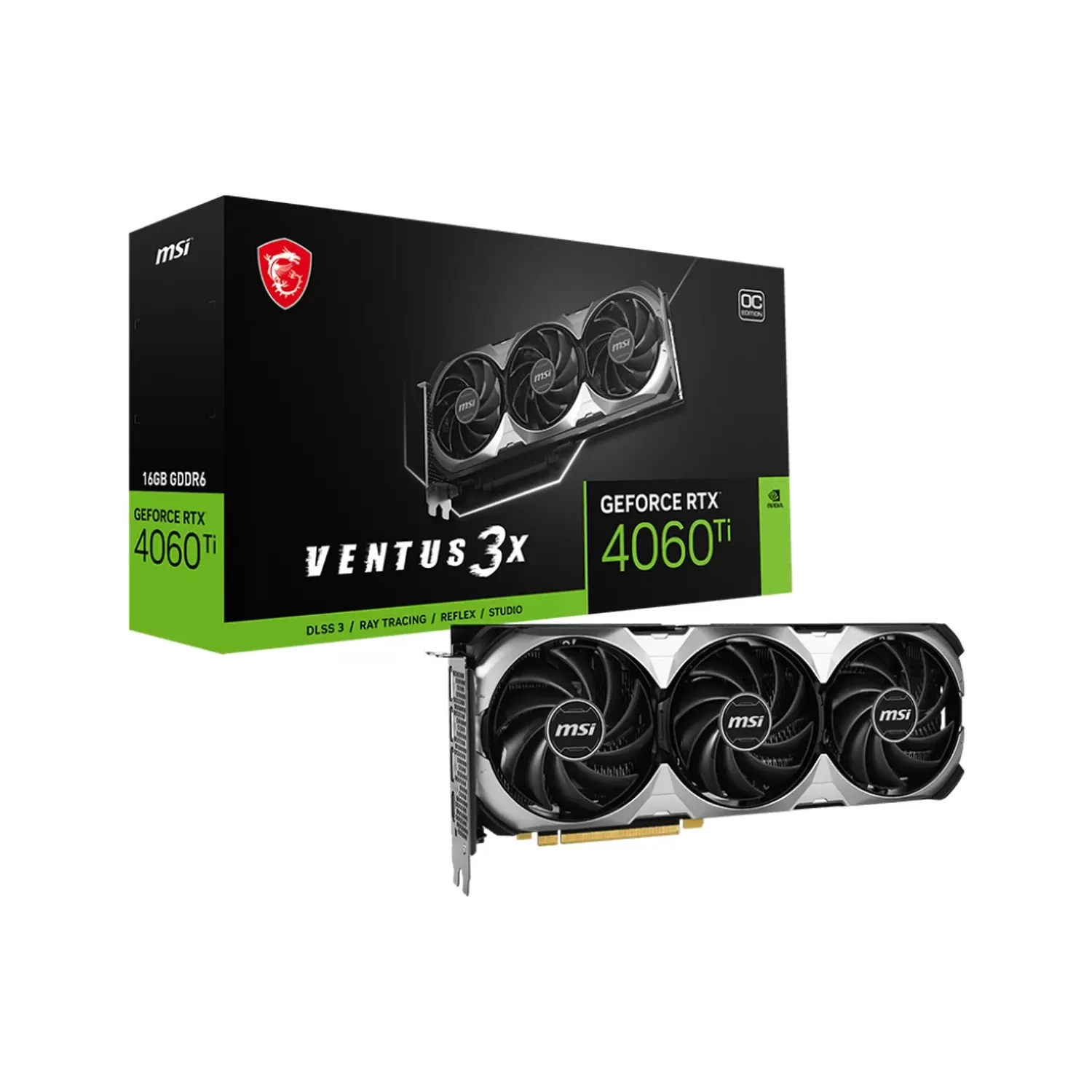 Video Card MSI GeForce RTX 4060 Ti VENTUS 3X 16G OC NVIDIA GeForce RTX 4060 Ti