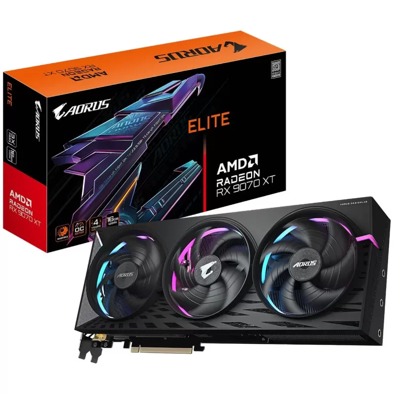 כרטיס מסך Gigabyte AORUS Radeon RX 9070 XT ELITE 16G GV-R9070XTAORUS E-16GD כרטיס מסך Gigabyte AORUS Radeon RX 9070 XT ELITE 16G GV-R9070XTAORUS E-16GD