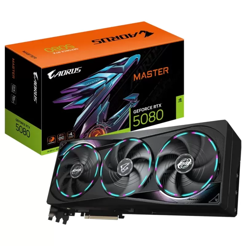 כרטיס מסך Gigabyte AORUS GeForce RTX 5080 MASTER 16G GV-N5080AORUS M-16GD כרטיס מסך Gigabyte AORUS GeForce RTX 5080 MASTER 16G GV-N5080AORUS M-16GD