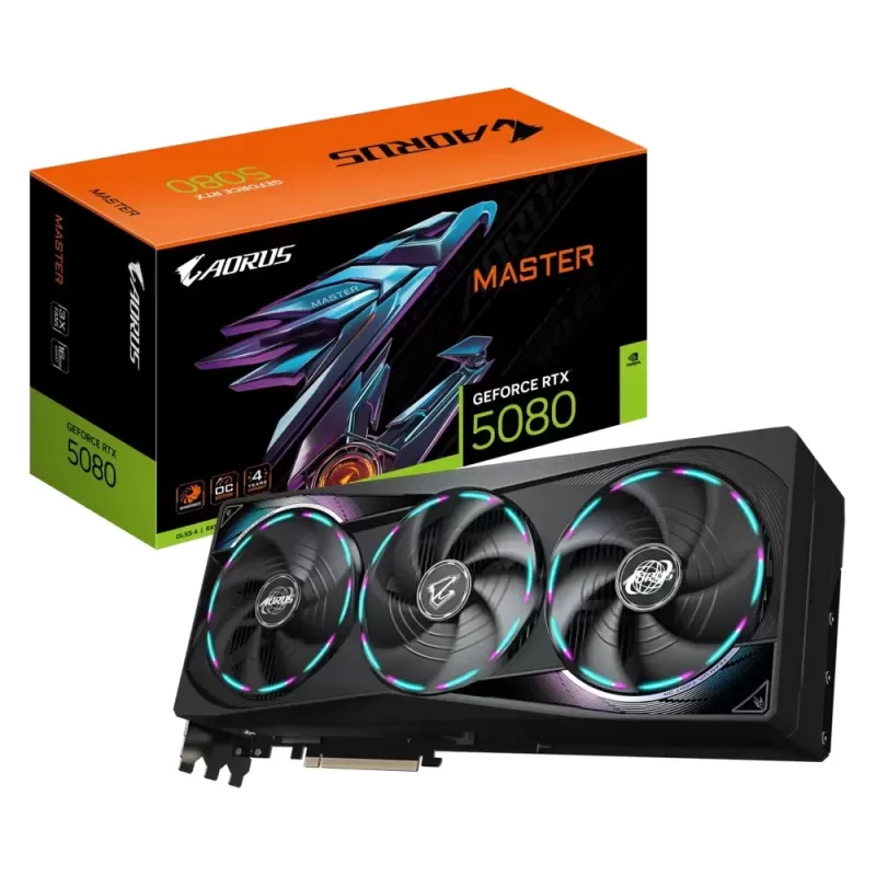 כרטיס מסך Gigabyte AORUS GeForce RTX 5080 MASTER 16G GV-N5080AORUS M-16GD כרטיס מסך Gigabyte AORUS GeForce RTX 5080 MASTER 16G GV-N5080AORUS M-16GD