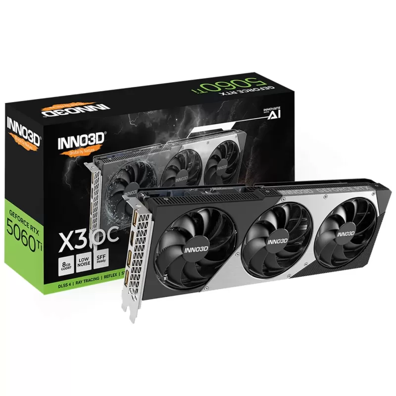 כרטיס מסך Inno3D GeForce RTX 5060 Ti 8GB TWIN X3 OC N506T3-08D7X-193075L